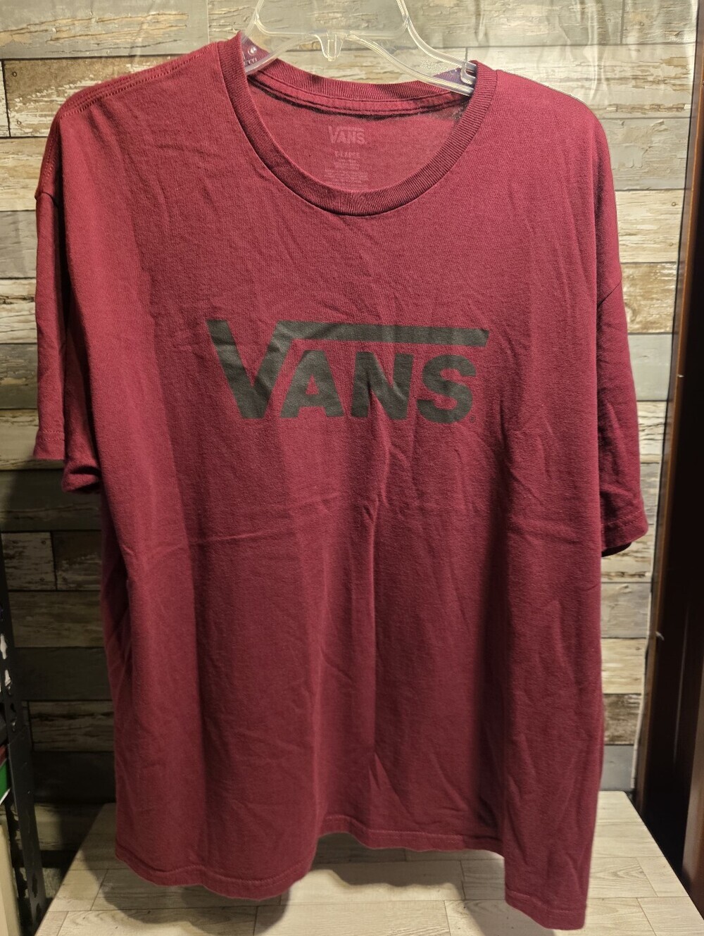 Vans Maroon Short Sleeve Tee with Black Logo